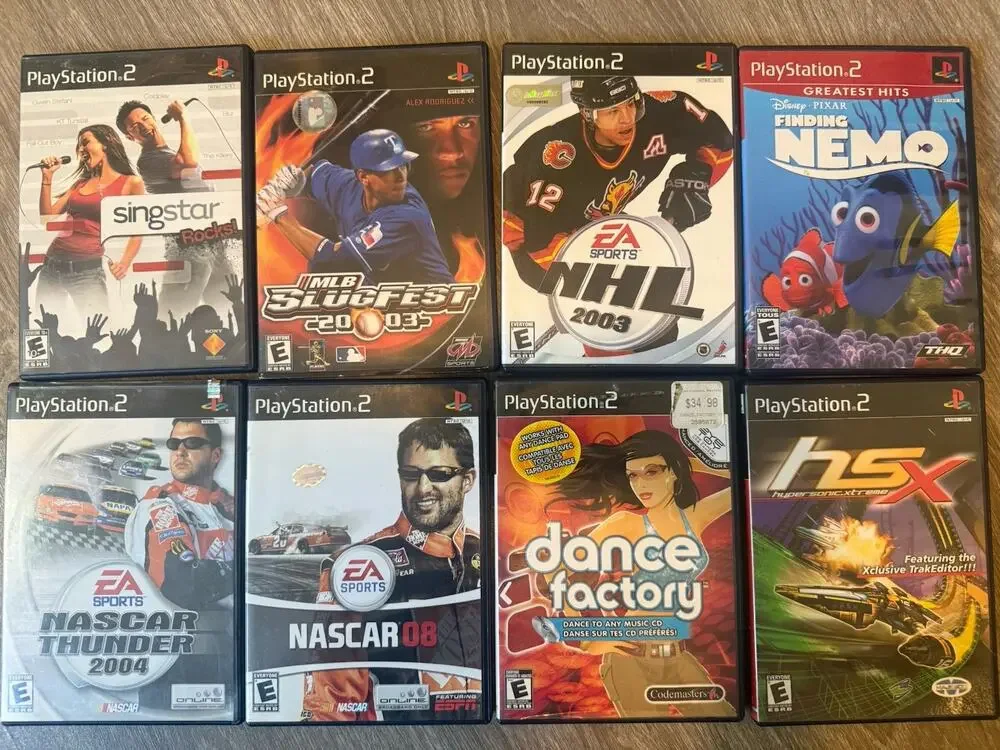 PS2 PlayStation 2 Lot 8 Games Tested Working NASCAR MLB NHL Nemo SingStar